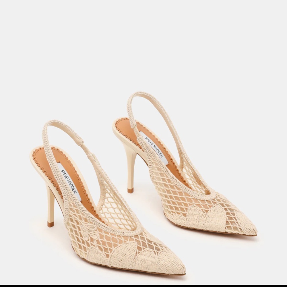 Steve Madden Cream Crochet Slingback Pumps